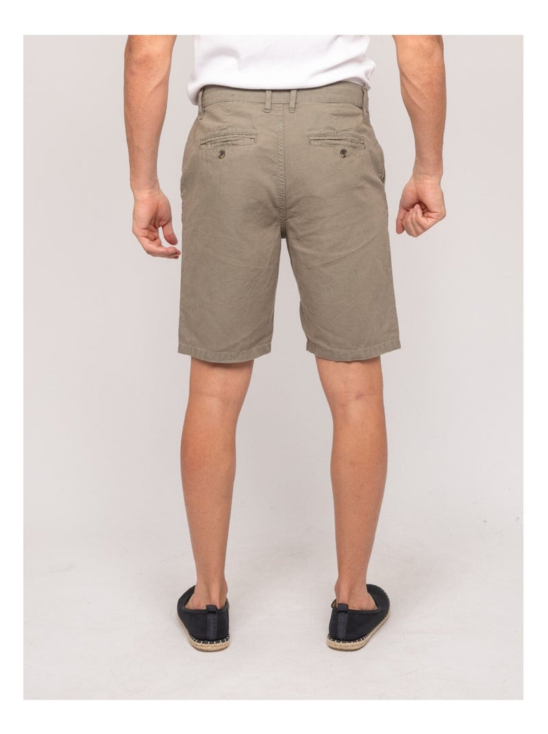 Bermuda lin BAYPLUM Kaki - Kiabi