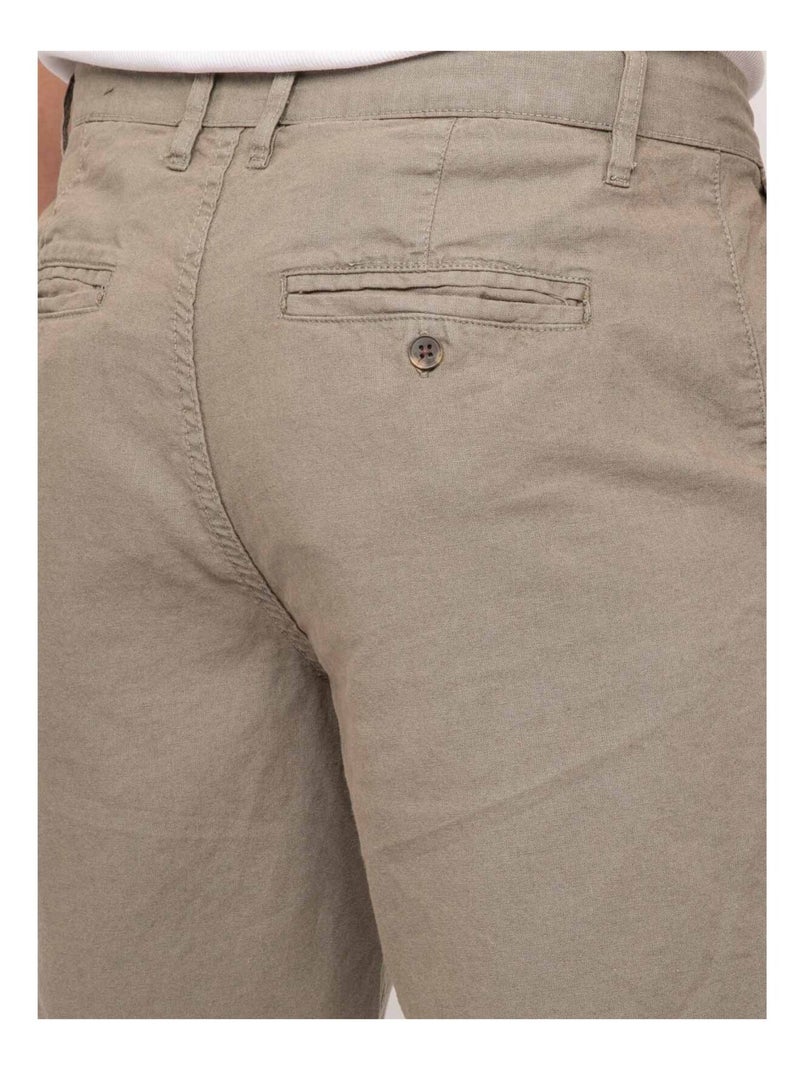 Bermuda lin BAYPLUM Kaki - Kiabi