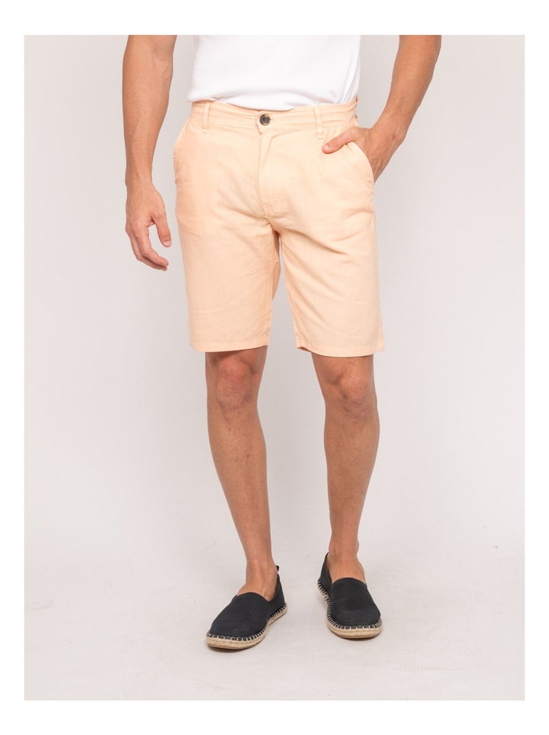 Bermuda lin BAYPLUM Orange corail - Kiabi