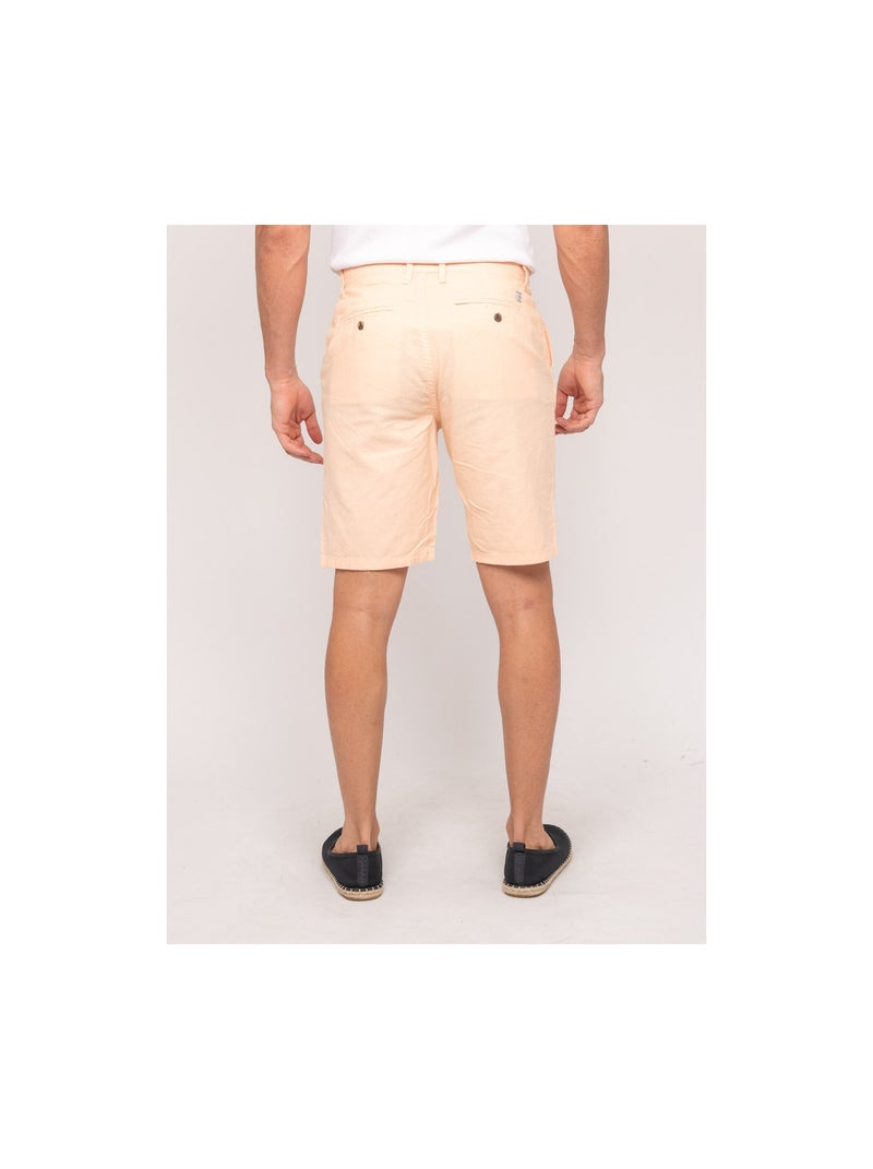 Bermuda lin BAYPLUM Orange corail - Kiabi