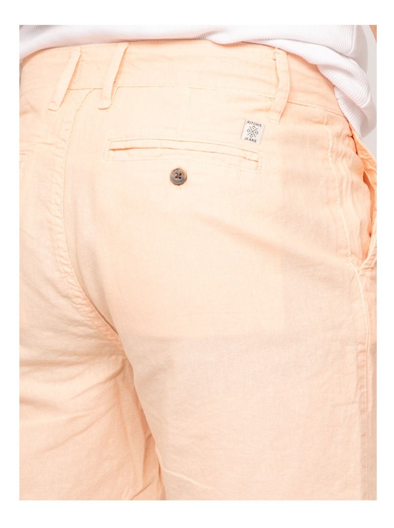 Bermuda lin BAYPLUM Orange corail - Kiabi