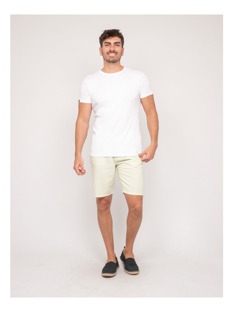 Bermuda lin BAYPLUM Vert clair - Kiabi