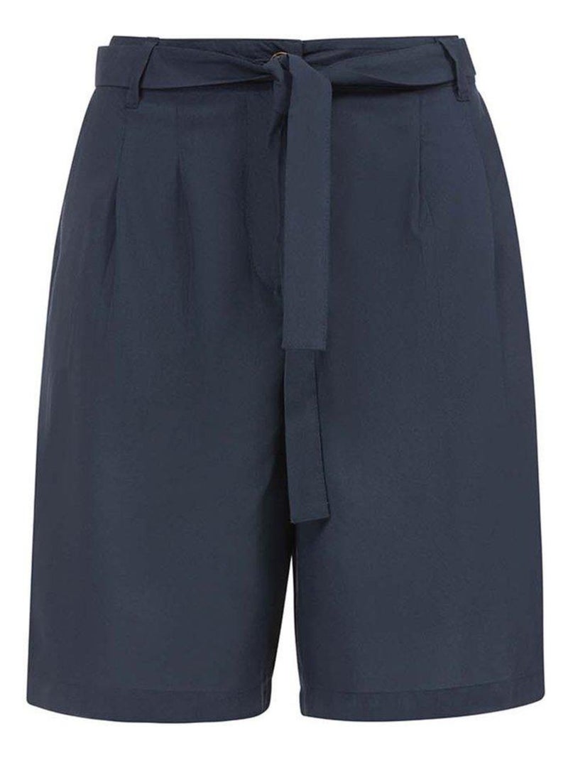 Bermuda long bleu marine en viscose Femme - Terre de Marins Bleu - Kiabi