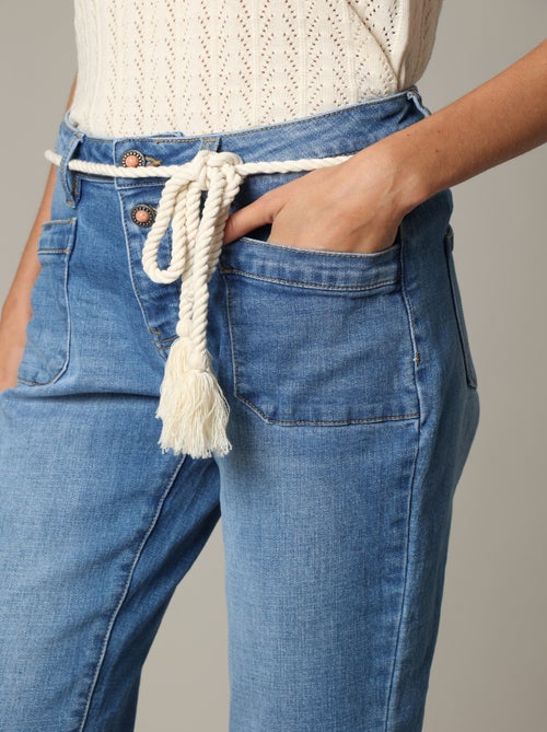 Bermuda long casual en denim bleu coupe slim 'Deeluxe' - Kiabi