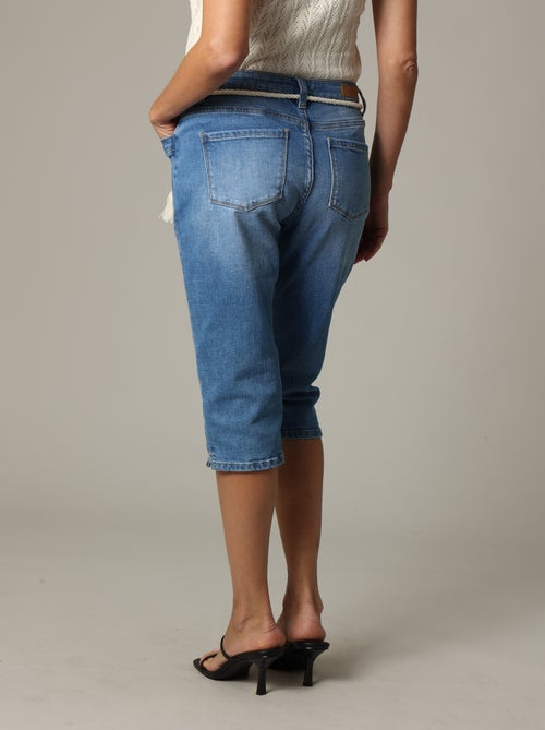 Bermuda long casual en denim bleu coupe slim 'Deeluxe' - Kiabi