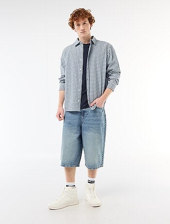 Bermuda long denim en coton