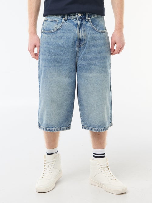 Bermuda long denim en coton - Kiabi