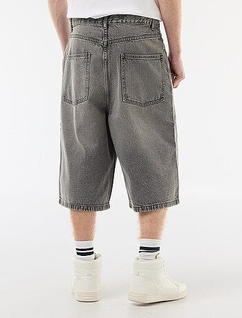 Bermuda long denim en coton