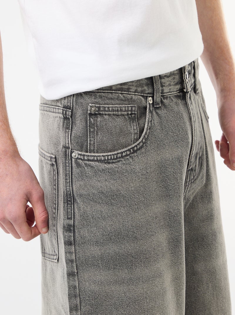 Bermuda long denim en coton Gris - Kiabi