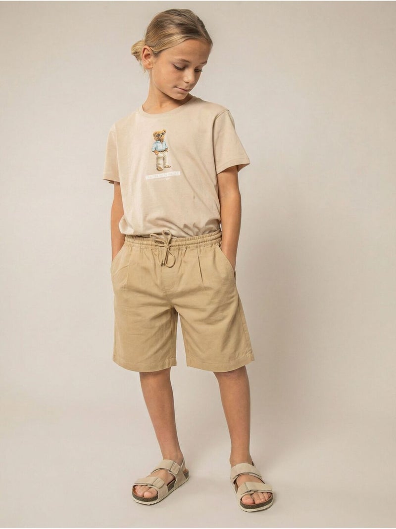 Bermuda loose GARCON en 100% coton 'Deeluxe' Beige coquille - Kiabi