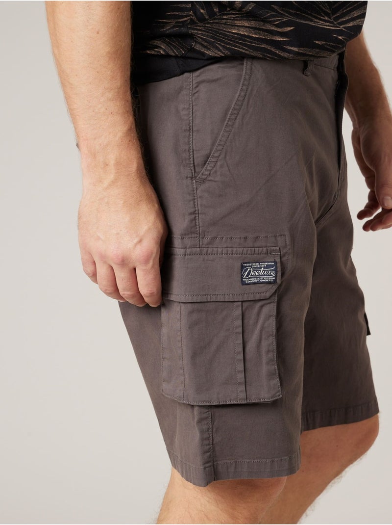 Bermuda loose homme twill coton strech  'Deeluxe' gris anthracite - Kiabi