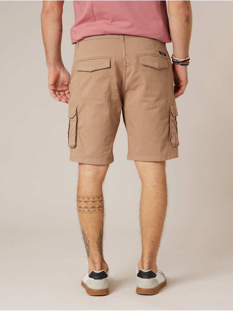 Bermuda loose homme twill coton strech  'Deeluxe' Taupe - Kiabi