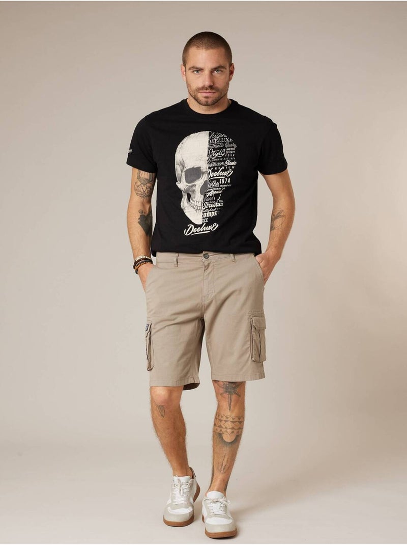 Bermuda loose homme twill coton strech  'Deeluxe' Vert kaki clair - Kiabi