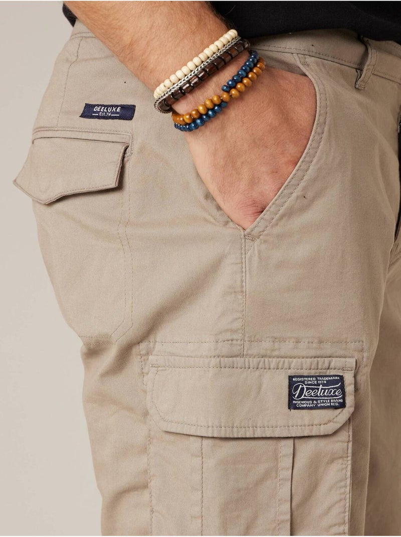 Bermuda loose homme twill coton strech  'Deeluxe' Vert kaki clair - Kiabi