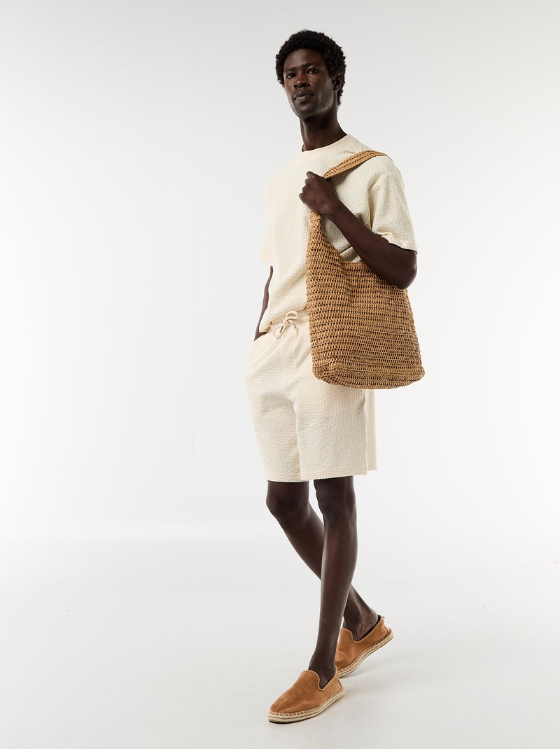 Bermuda maille lourde uni Blanc - Kiabi