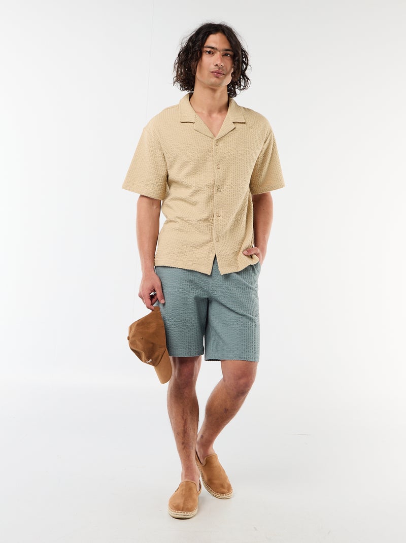 Bermuda maille lourde uni Bleu - Kiabi
