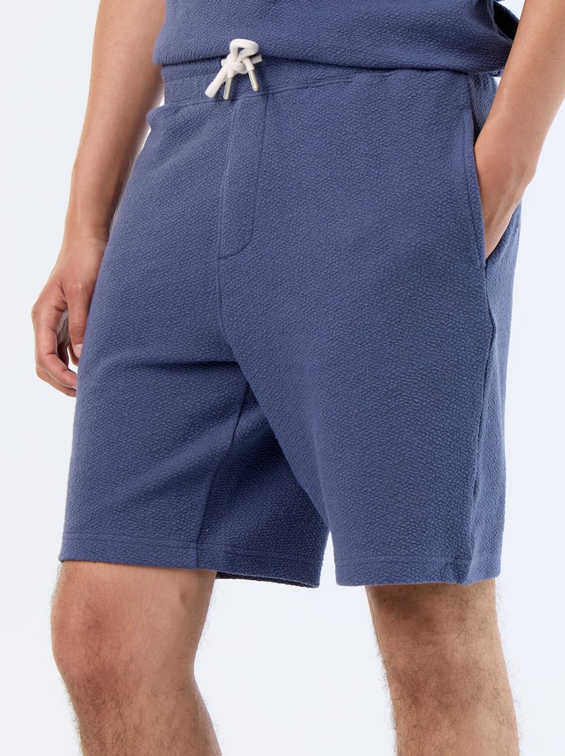 Bermuda maille lourde uni Bleu - Kiabi