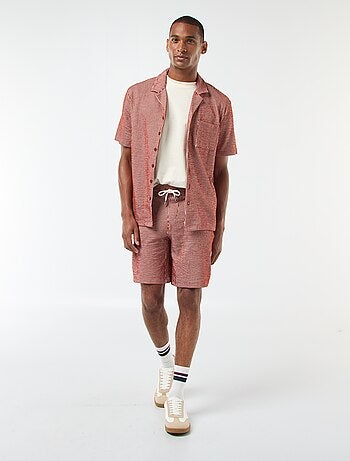 Bermuda matière type crépon à rayures