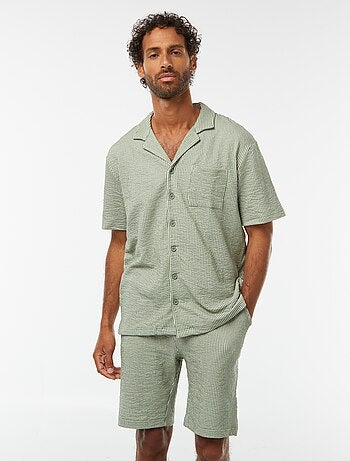 Bermuda matière type crépon à rayures