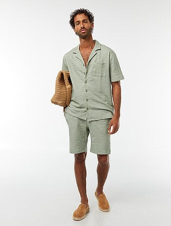 Bermuda matière type crépon à rayures