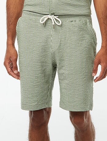 Bermuda matière type crépon à rayures