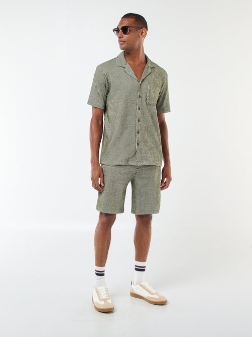 Bermuda matière type crépon à rayures - Kiabi