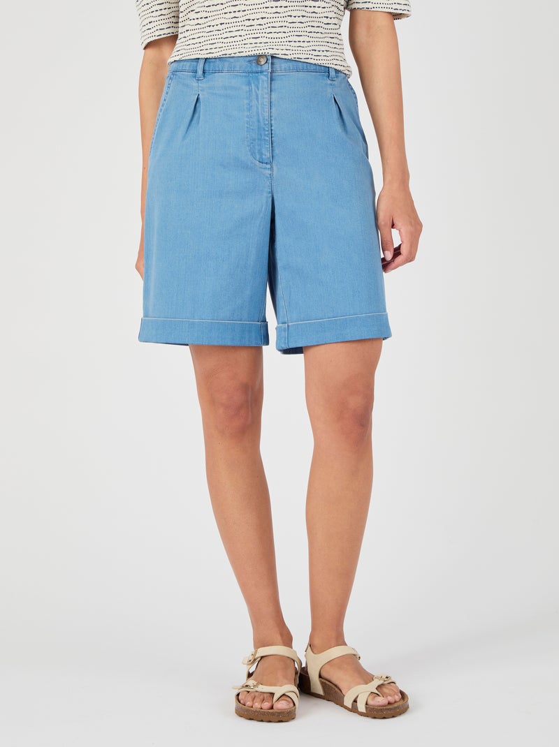 Bermuda mélange fibres Lyocell Tencel(TM) - Damart Bleu denim - Kiabi