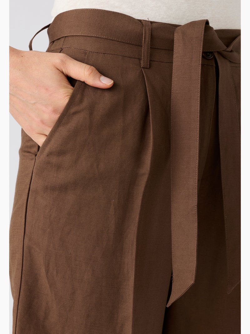 Bermuda mélange lin et viscose - Damart Marron - Kiabi