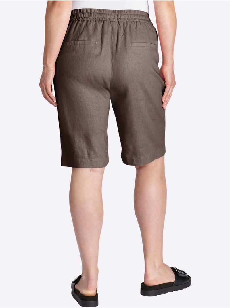 Bermuda Mélange Lin Et Viscose - Taille Standard - Sheego Gris taupe - Kiabi