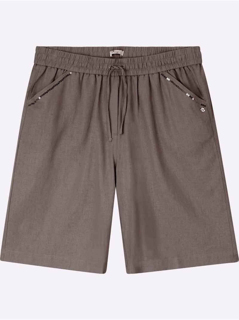 Bermuda Mélange Lin Et Viscose - Taille Standard - Sheego Gris taupe - Kiabi