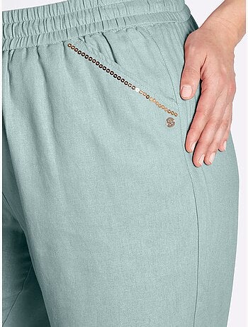 Bermuda Mélange Lin Et Viscose - Taille Standard - Sheego
