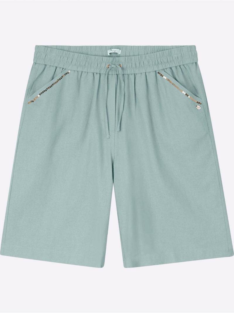 Bermuda Mélange Lin Et Viscose - Taille Standard - Sheego Vert - Kiabi