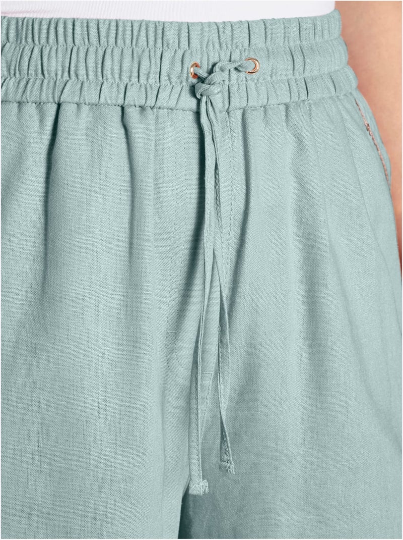 Bermuda Mélange Lin Et Viscose - Taille Standard - Sheego Vert - Kiabi