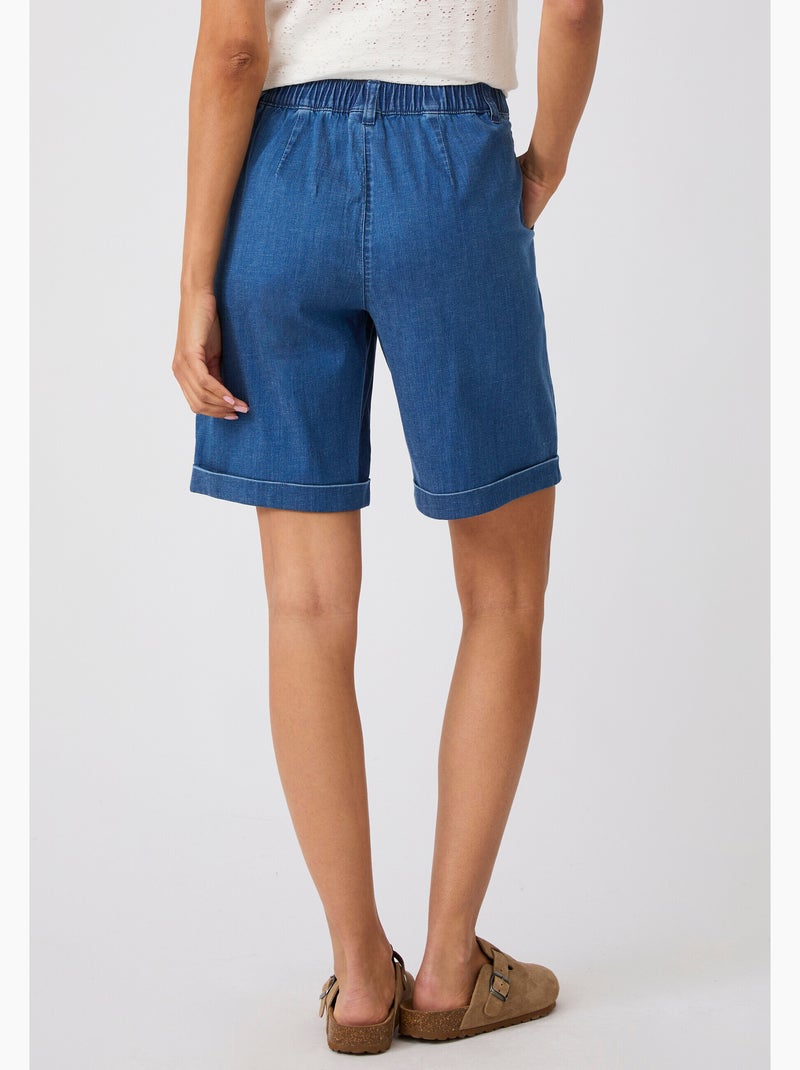 Bermuda mélange Lyocell Tencel(TM) - Damart Bleu denim - Kiabi