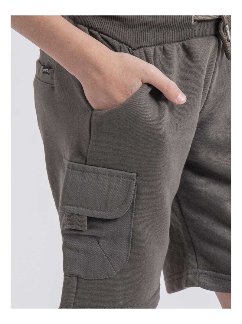 Bermuda molleton BALDWIN garçon Kaki - Kiabi