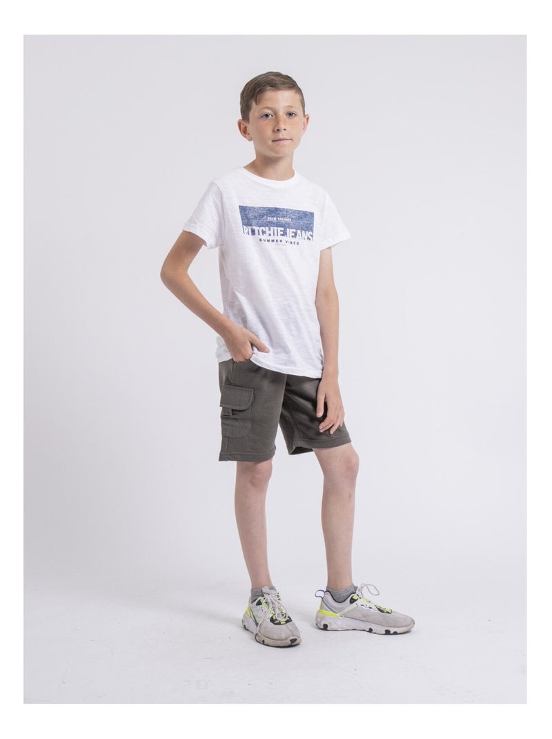 Bermuda molleton BALDWIN garçon Kaki - Kiabi