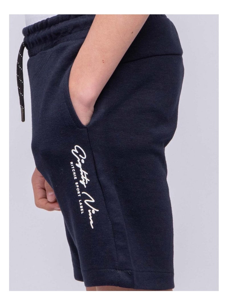 Bermuda molleton BELLO garçon Bleu marine - Kiabi