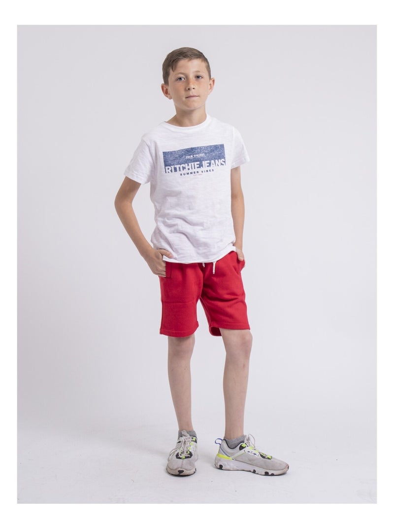 Bermuda molleton BIDMIN garçon Rouge - Kiabi