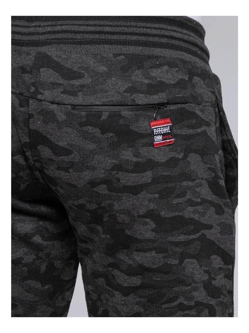 Bermuda molleton motif militaire BANVOU Gris - Kiabi