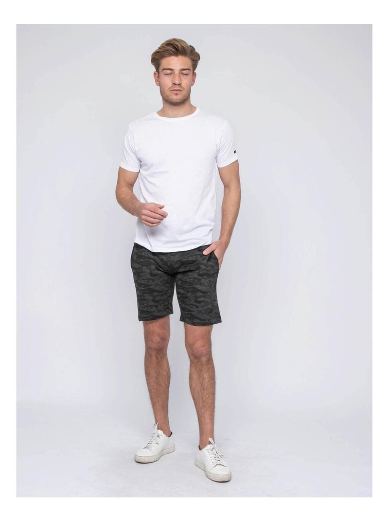 Bermuda molleton motif militaire BANVOU Gris - Kiabi