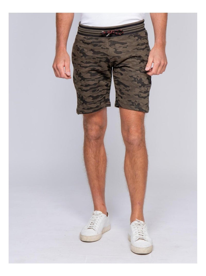 Bermuda molleton motif militaire BANVOU Kaki - Kiabi