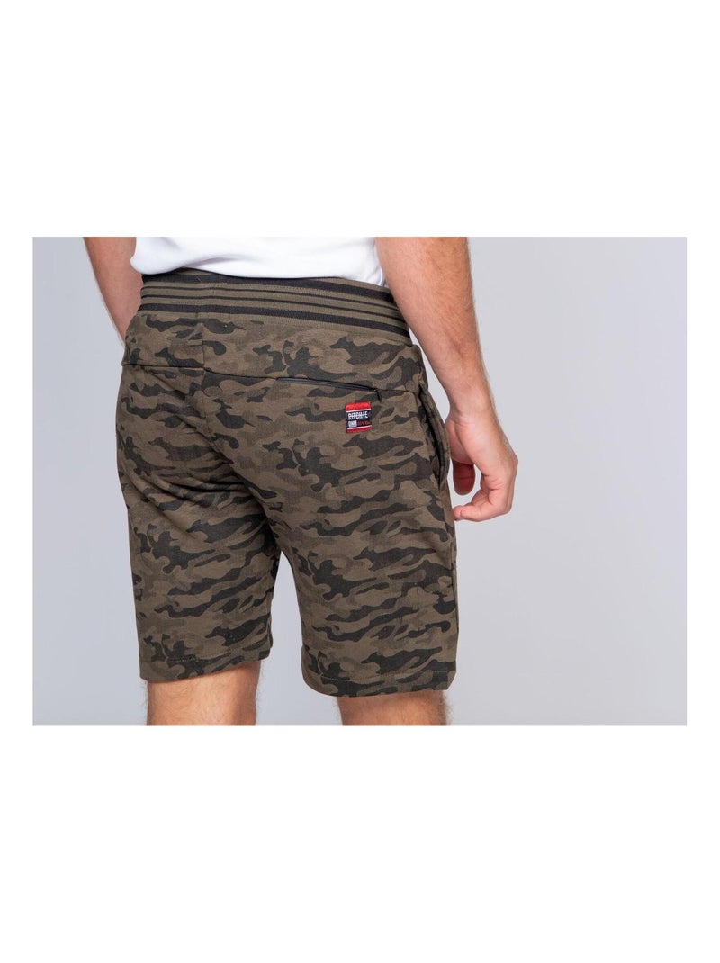 Bermuda molleton motif militaire BANVOU Kaki - Kiabi