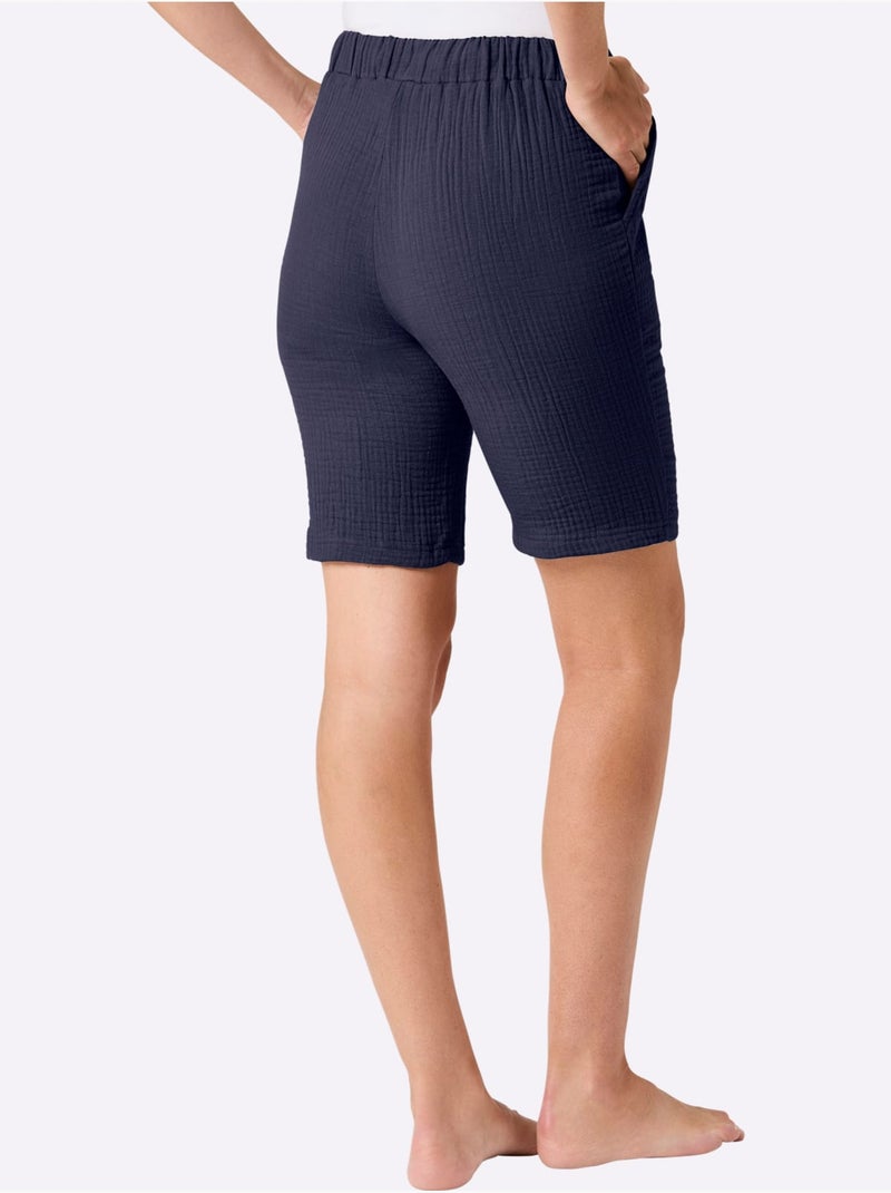 Bermuda Mousseline - Taille Standard - Witt Bleu marine - Kiabi