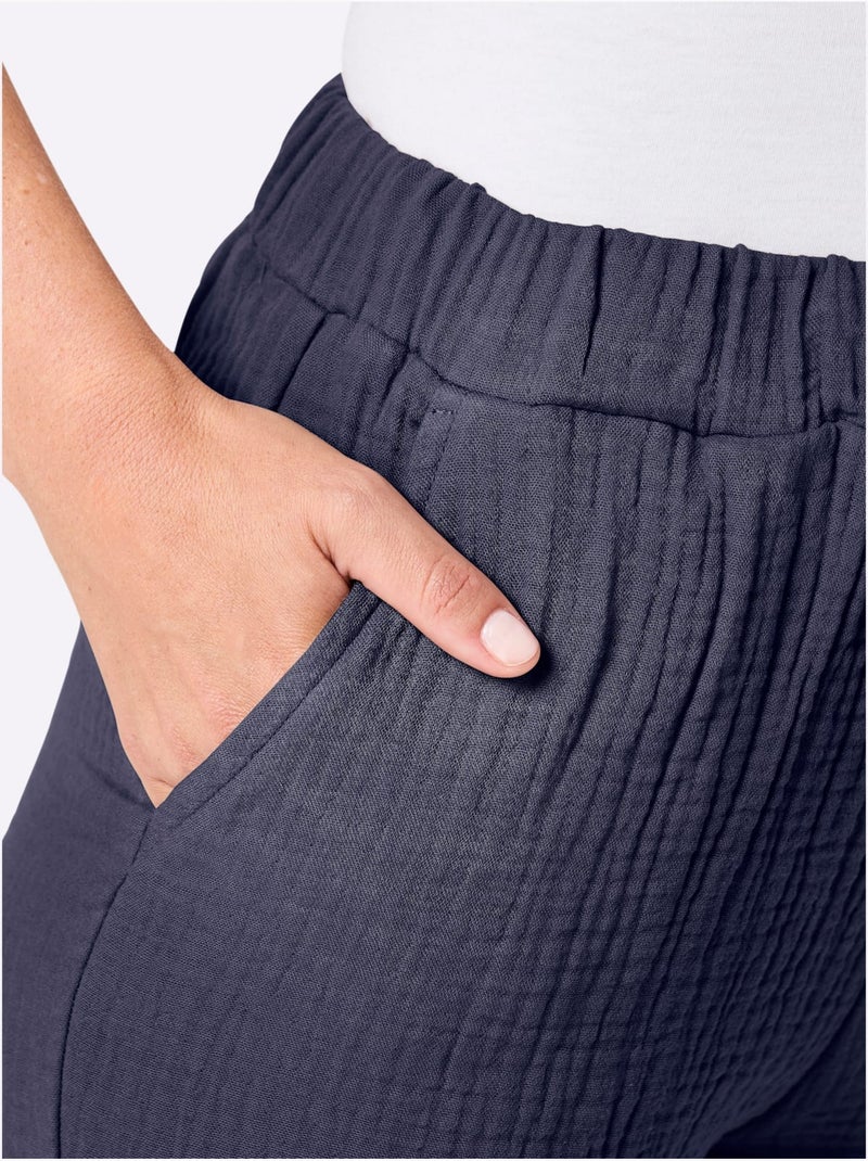 Bermuda Mousseline - Taille Standard - Witt Bleu marine - Kiabi