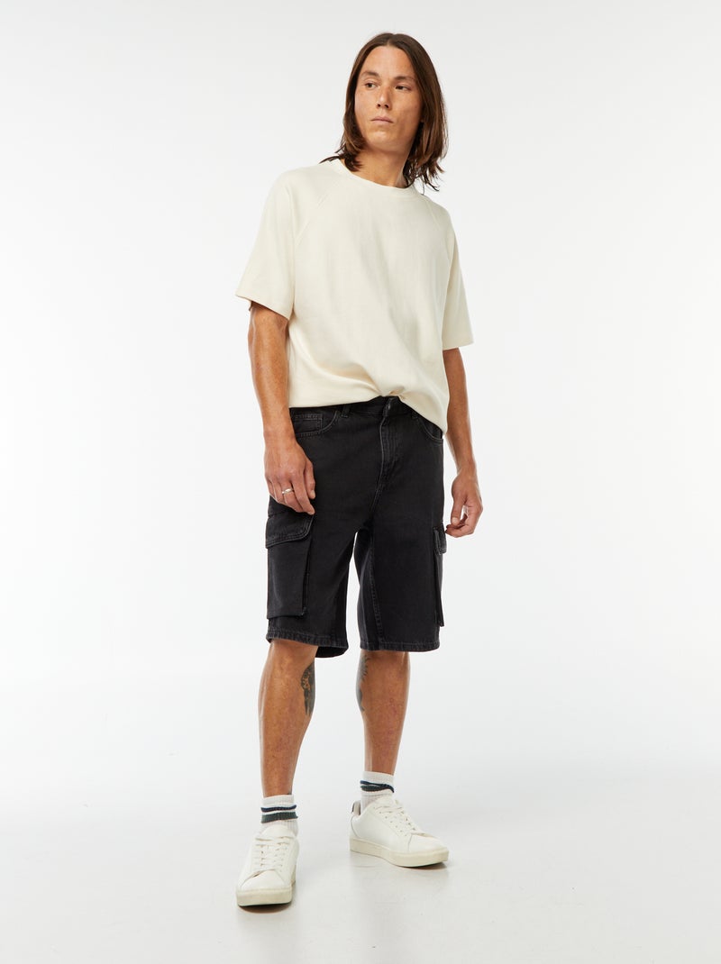 Bermuda multipoches en jean Gris - Kiabi