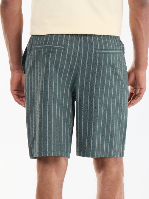 Bermuda rayé en seersucker - Kiabi