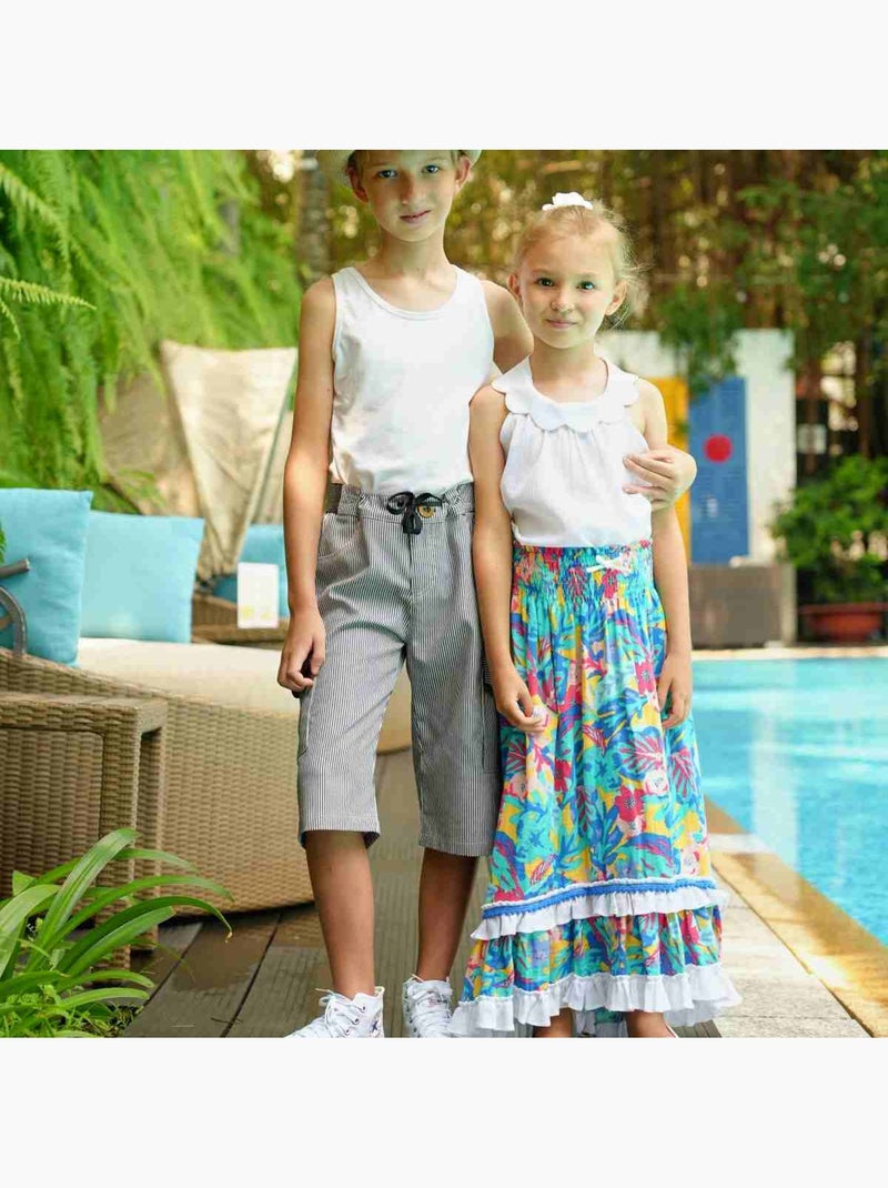 Bermuda Rayures     Poches Cargo  ARCACHON - La Faute à Voltaire Bleu Bleu marine Blanc - Kiabi