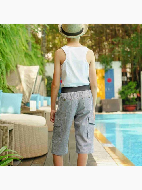 Bermuda Rayures     Poches Cargo  ARCACHON - La Faute à Voltaire - Kiabi