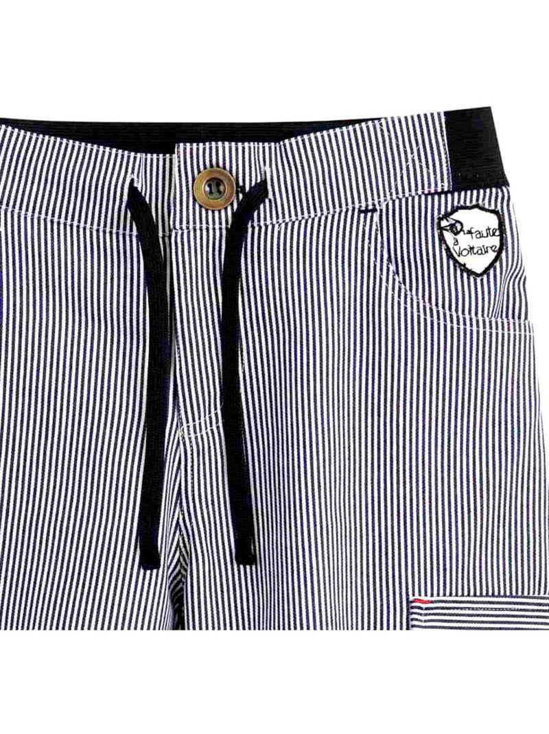 Bermuda Rayures     Poches Cargo  ARCACHON - La Faute à Voltaire Bleu Bleu marine Blanc - Kiabi
