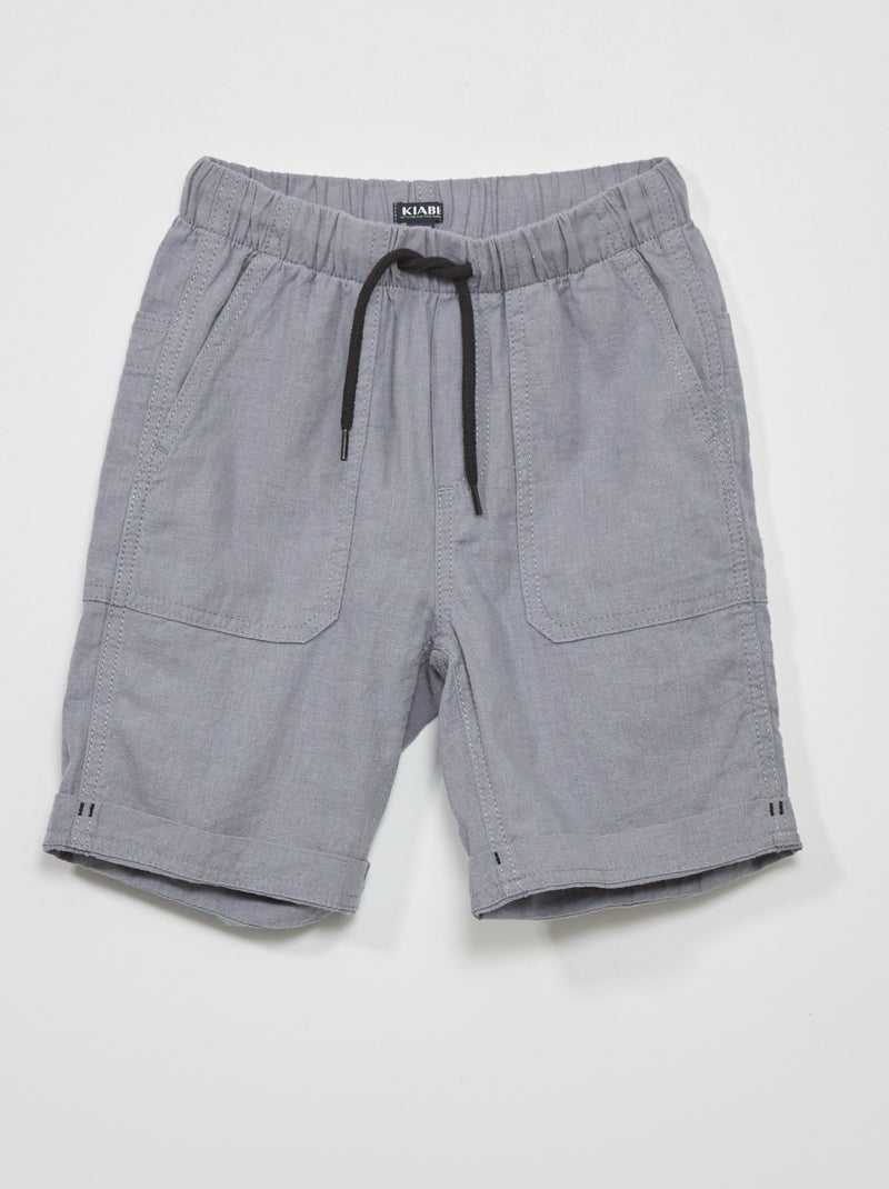 Bermuda regular en coton lin Bleu - Kiabi